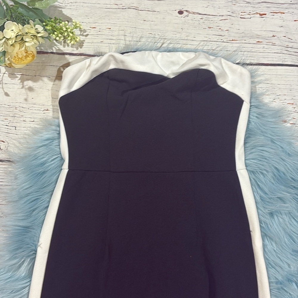 NWOT Lulus Flirtatious Style Black Color Block Strapless Mini Dress - Picture 5 of 8